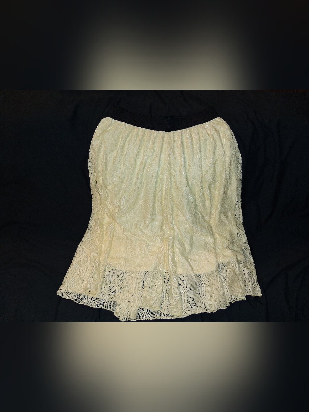 Lace Peplum Mini Skirt - Creamy Yellow
